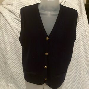 Pendleton Navy Sleeveless Cardigan with Gold Buttons